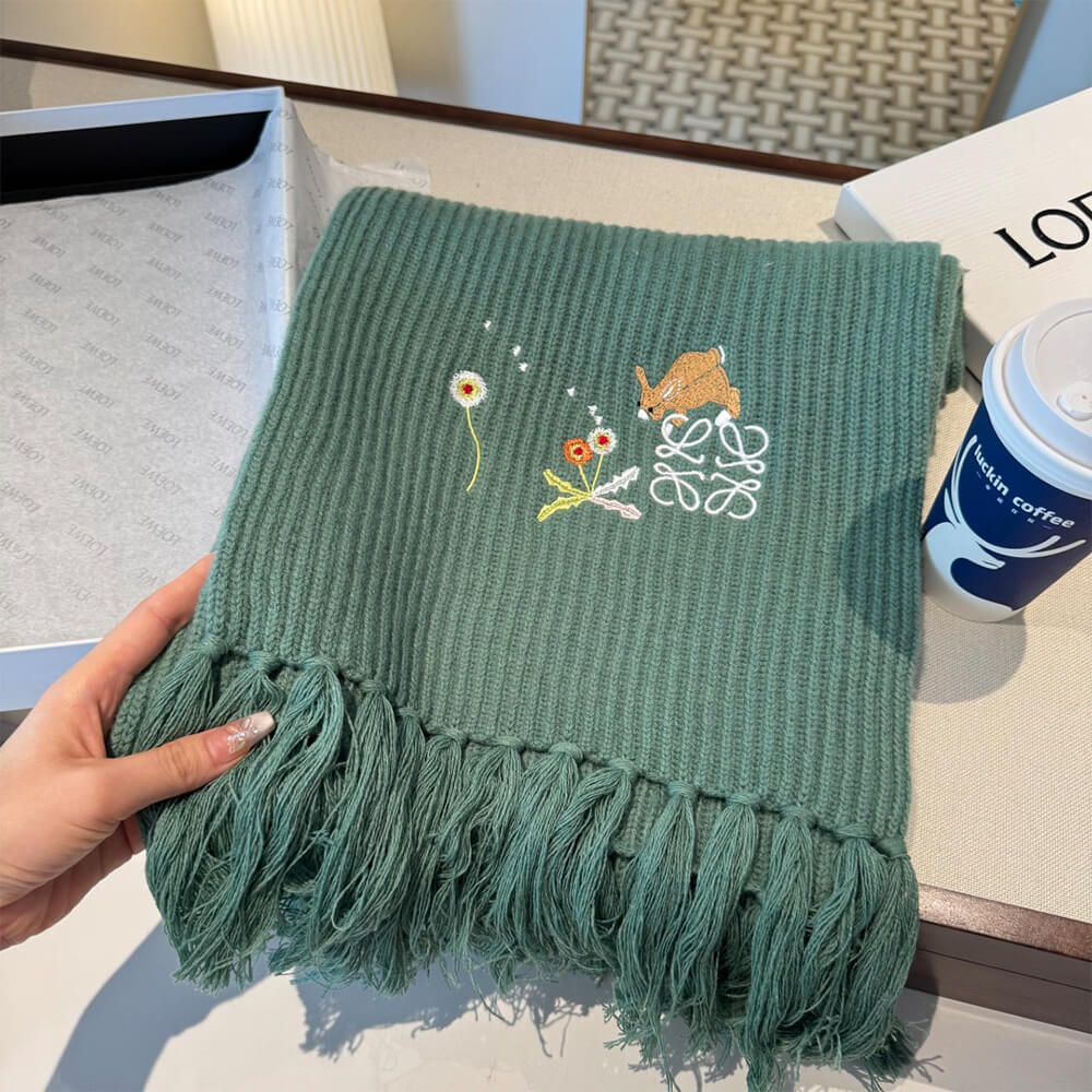 L0ew* Wool-Blend Knitted Bunny Scarf