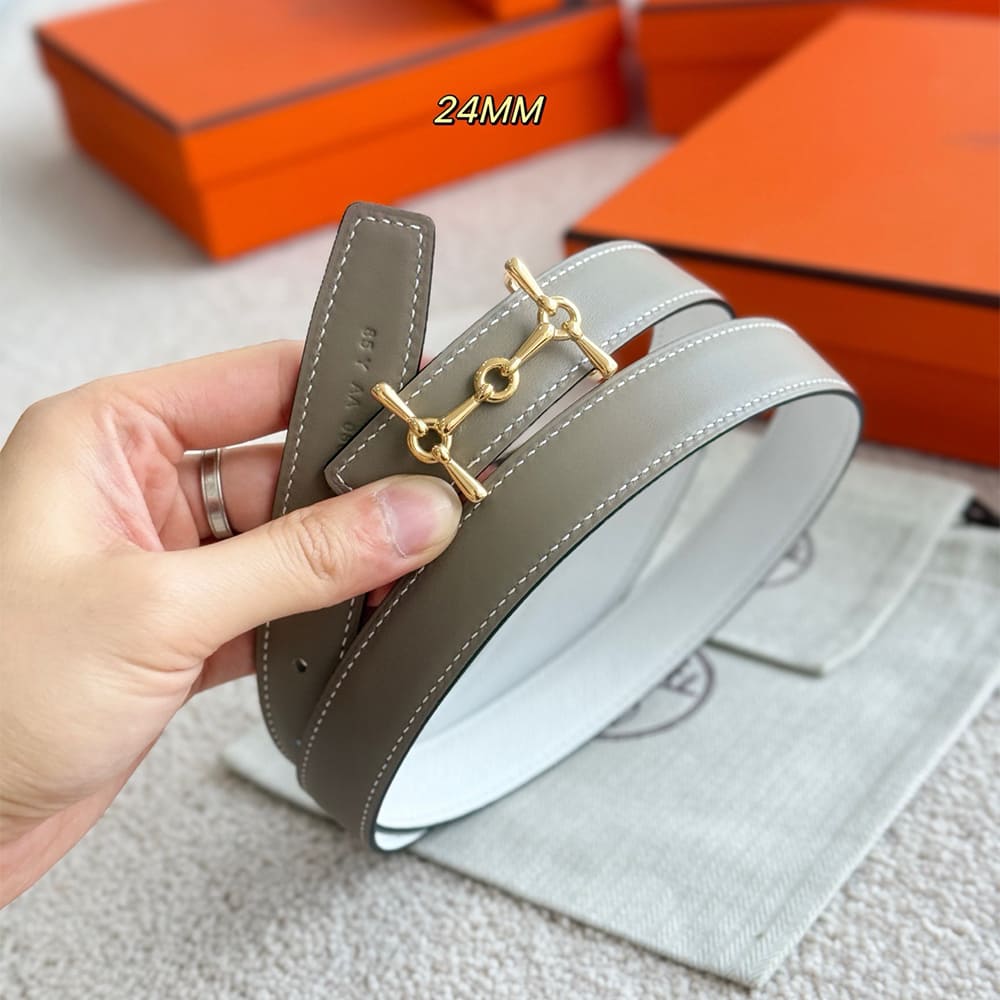 H**me5 H Equestre belt buckle & Reversible leather strap 24 mm