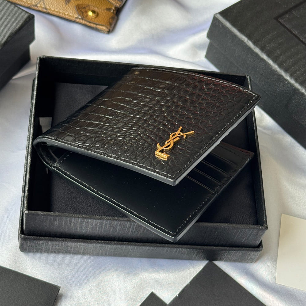 TINY CASSANDRE East/West wallet in CROCODILE-EMBOSSED matte leather(HIGH-END GRADE)