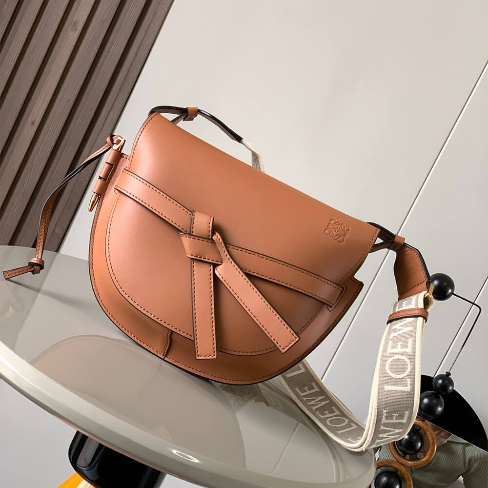 L0ew* Small Gate bag in soft calfskin and jacquard