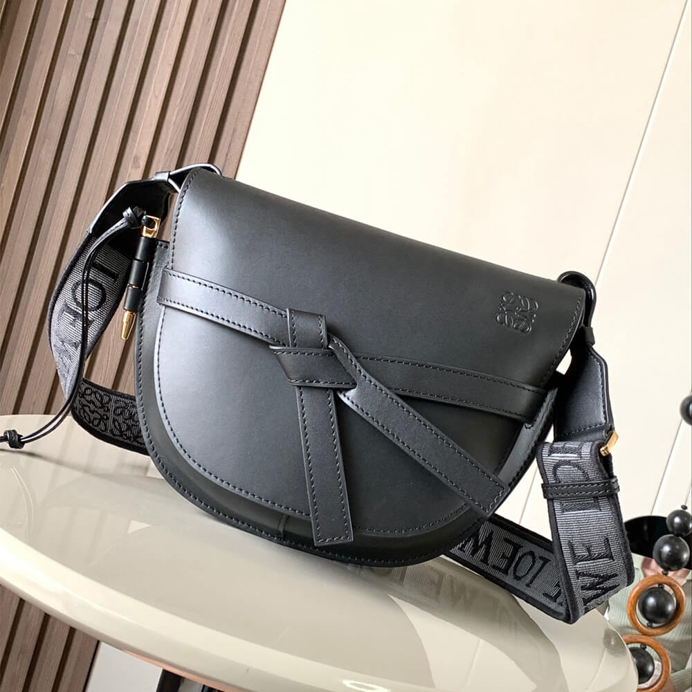 L0ew* Small Gate bag in soft calfskin and jacquard