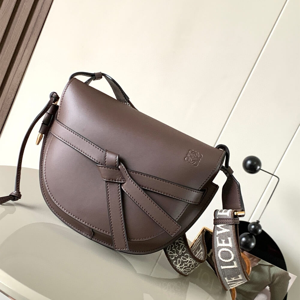 L0ew* Small Gate bag in soft calfskin and jacquard