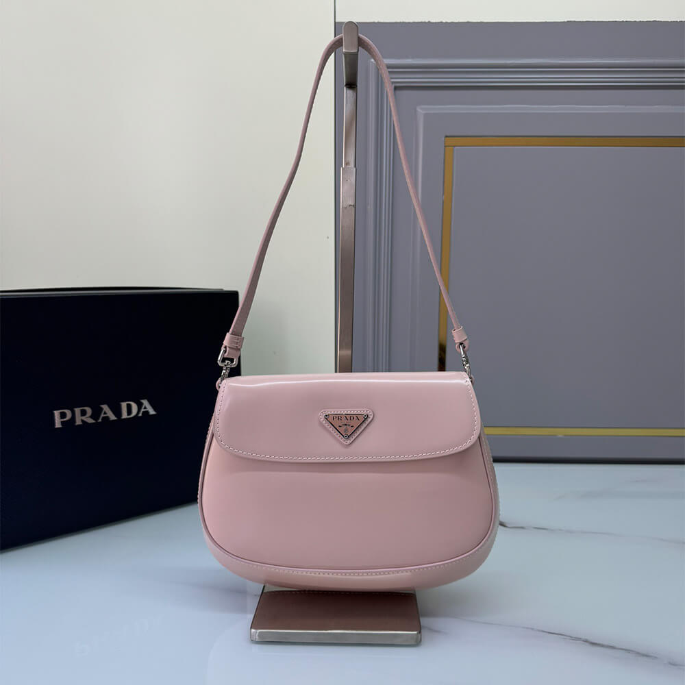 Small Pra*a Cleo brushed leather shoulder bag with flap