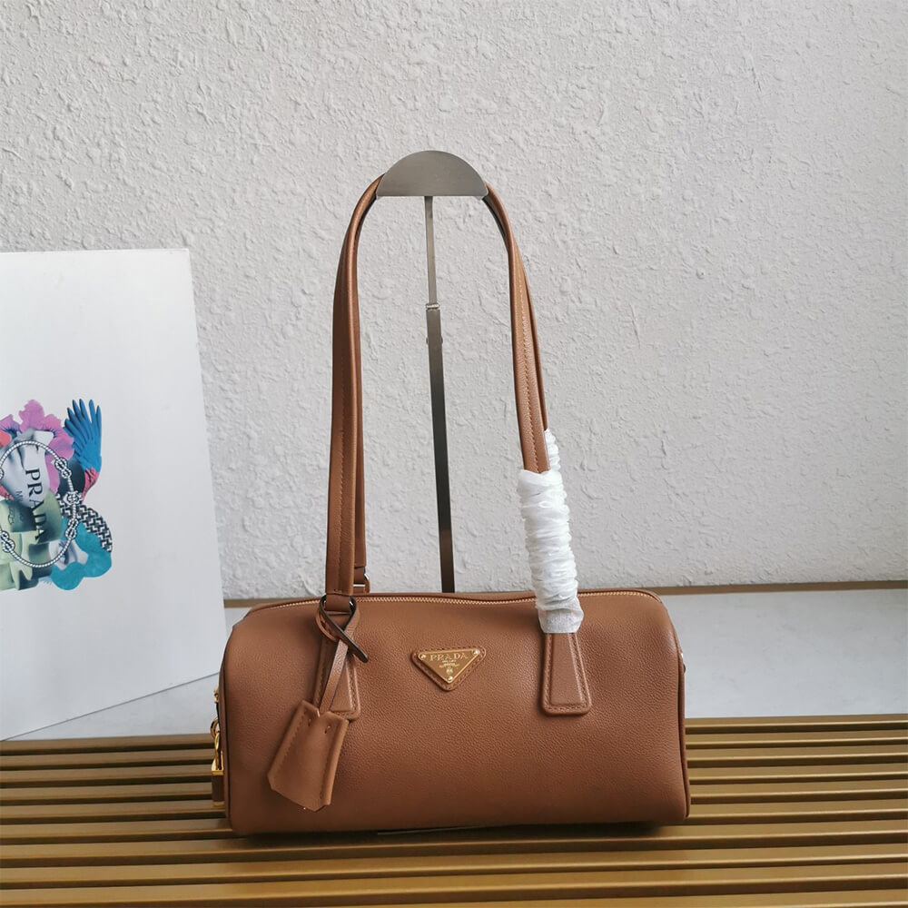Pra*a Medium leather top-handle bag with padlock(high-end grade)