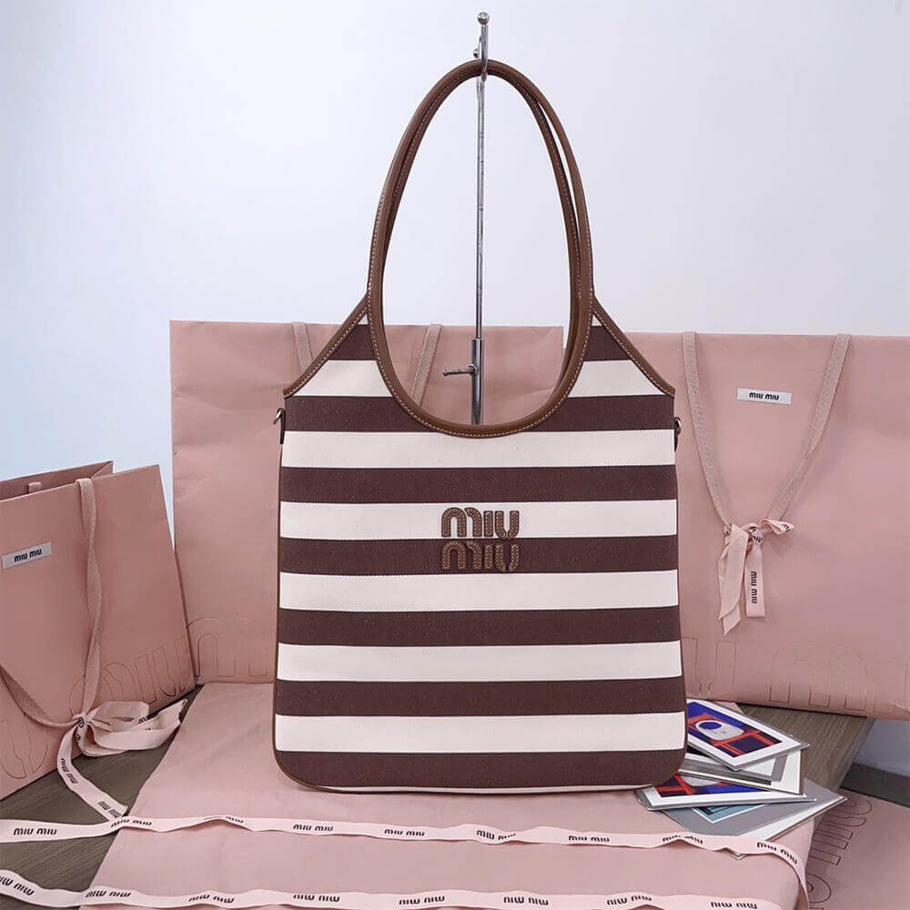 M1um1u REGULAR IVY canvas and leather bag(HIGH-END GRADE)