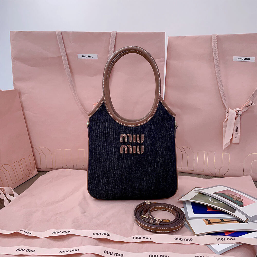 M1um1u MINI IVY canvas and leather bag(HIGH-END GRADE)