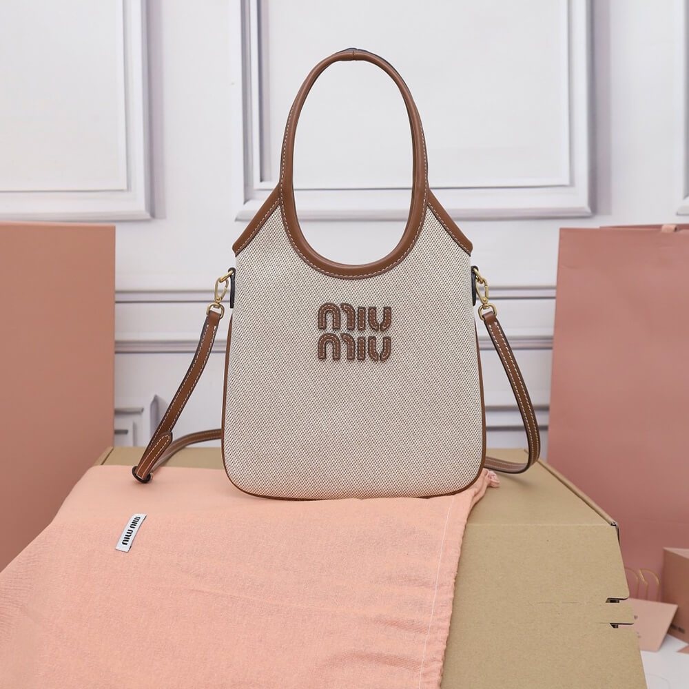 M1um1u MINI IVY canvas and leather bag(HIGH-END GRADE)