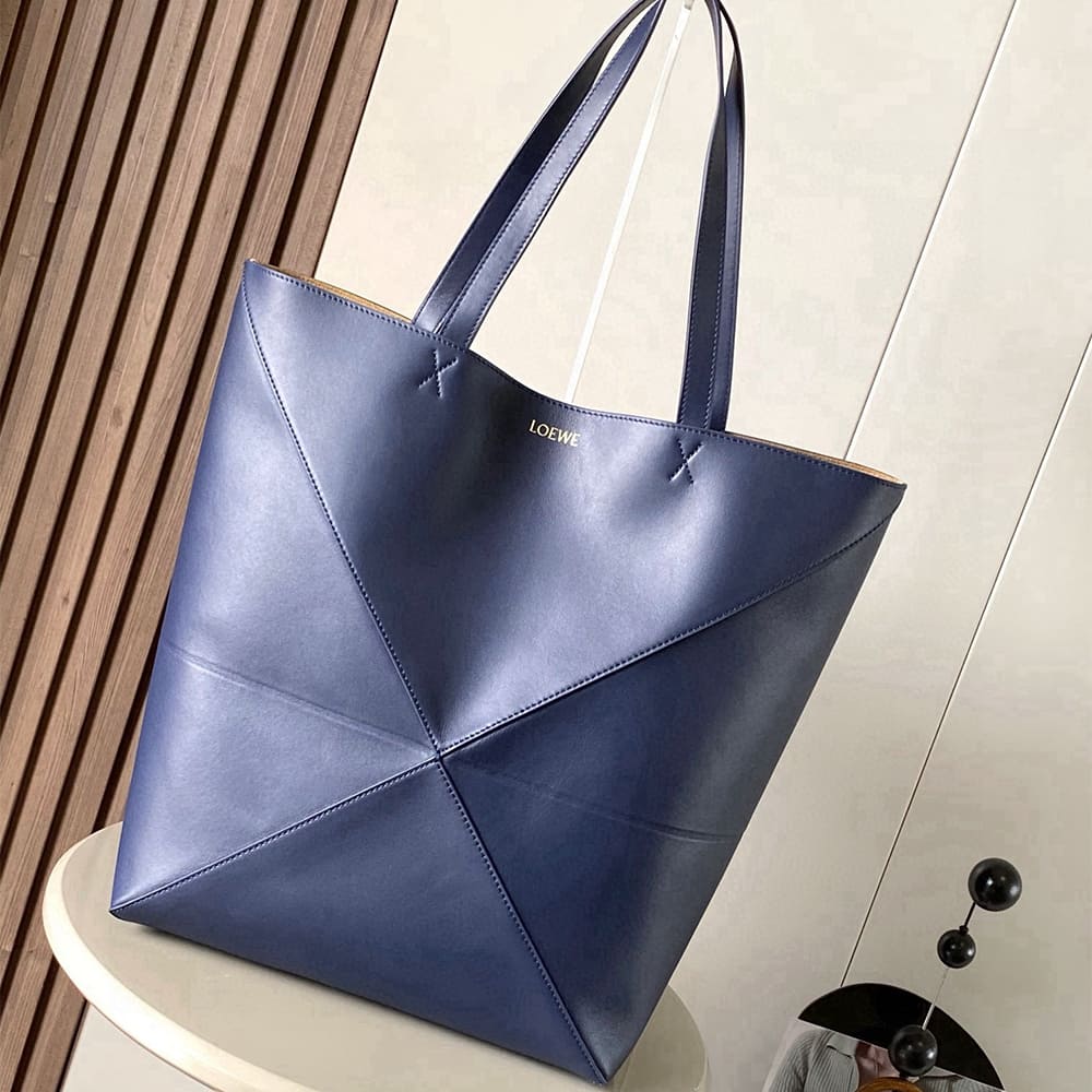 L0ew* XL Puzzle Fold tote in shiny calfskin(HIGH-END GRADE)