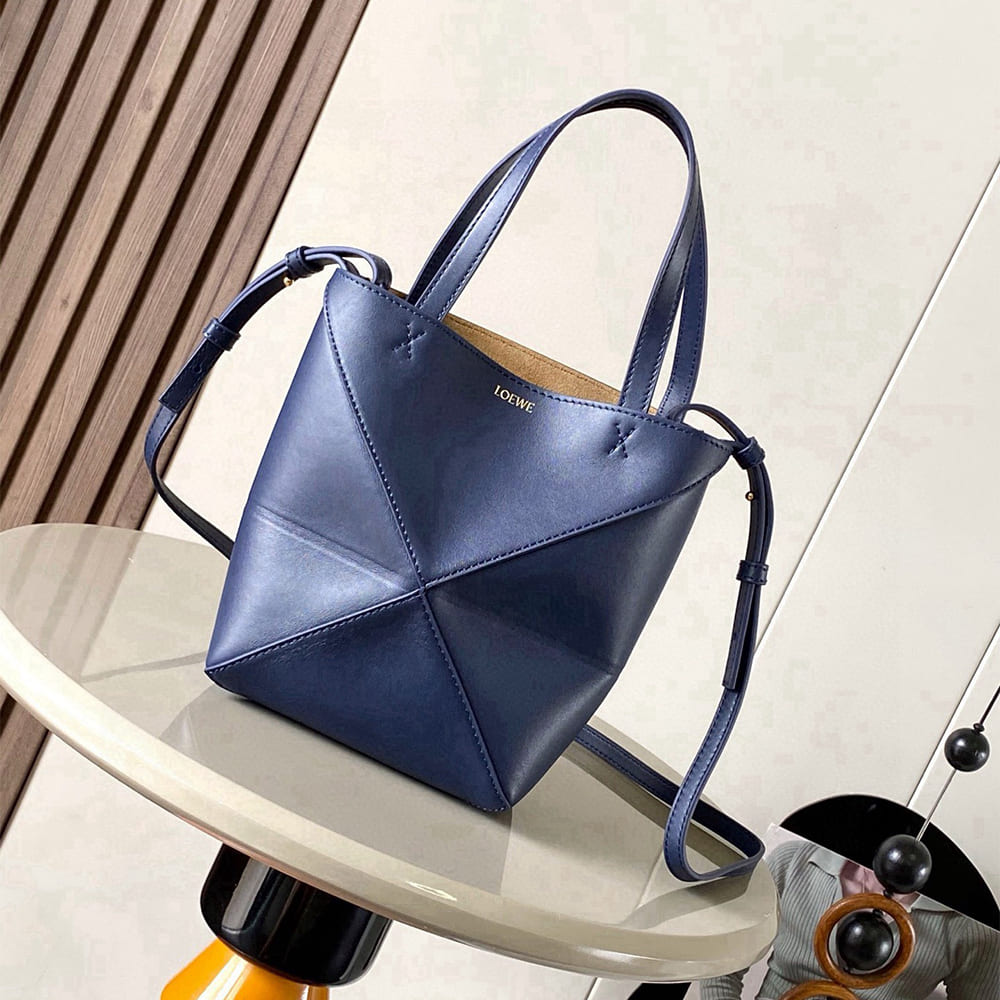 L0ew* Mini Puzzle Fold tote in shiny calfskin(HIGH-END GRADE)
