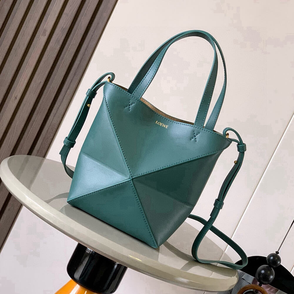 L0ew* Mini Puzzle Fold tote in shiny calfskin(HIGH-END GRADE)