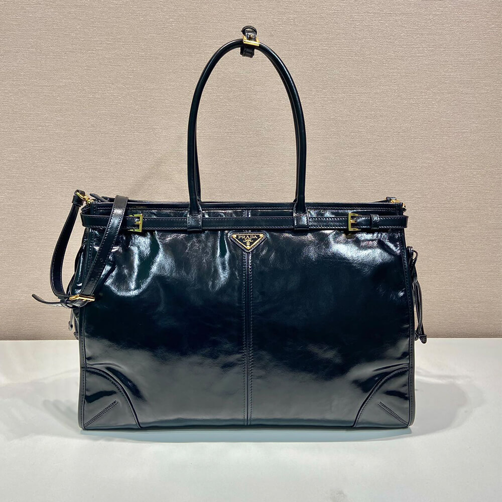 Pra*a Bonnie extra-large leather handbag(HIGH-END GRADE)