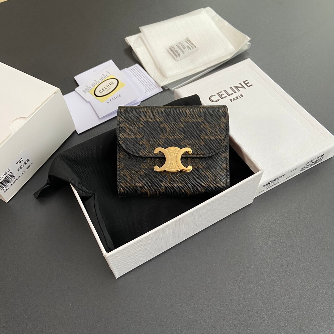 Ce1i*e Small Logo Print Shiny Smooth Lambskin
