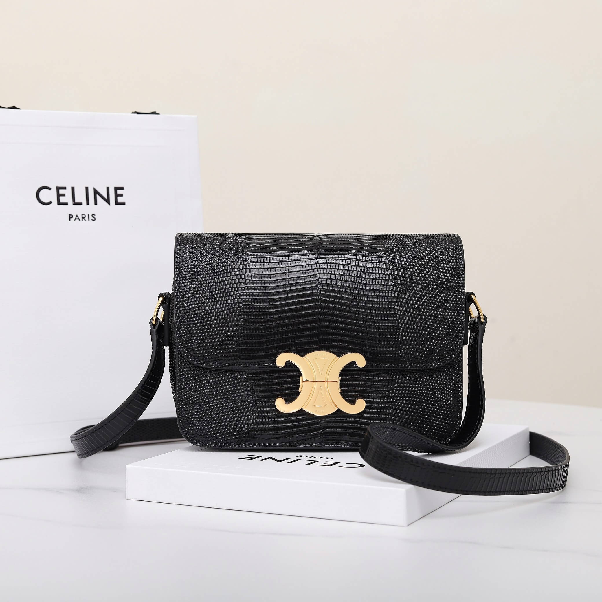 Ce1i*e TEEN TRIOMPHE lizard pattern handbag(HIGH-END GRADE)
