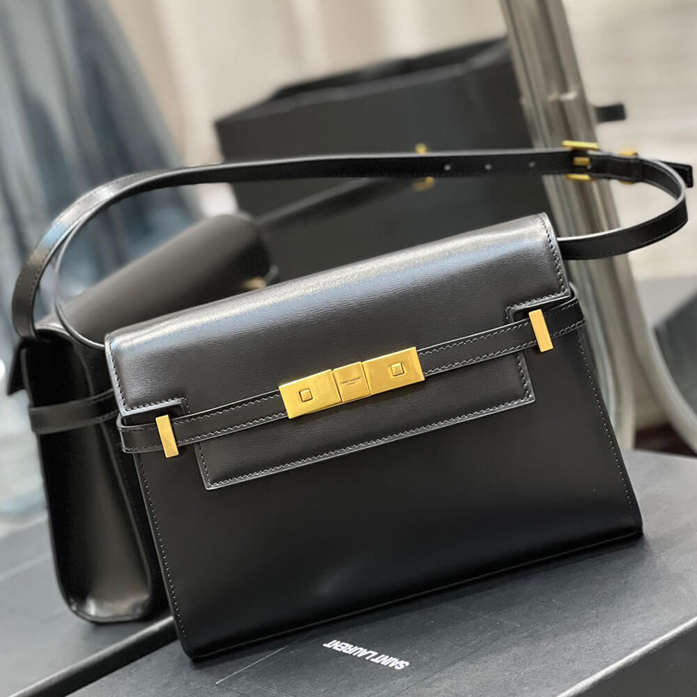 MANHATTAN SMALL SHOULDER BAG IN BOX Sa1nt Lau*nt LEATHER