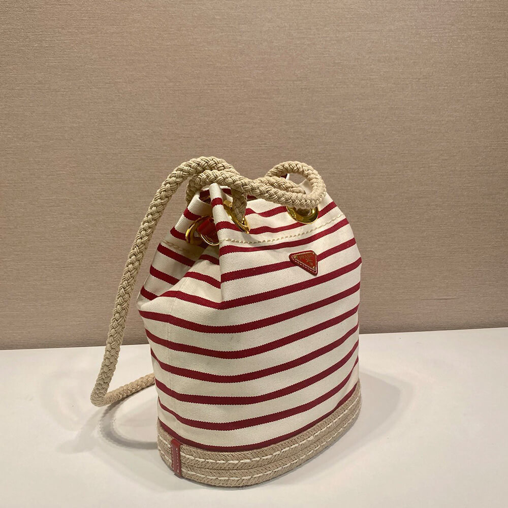 Pra*a Mariner small striped fabric bucket bag