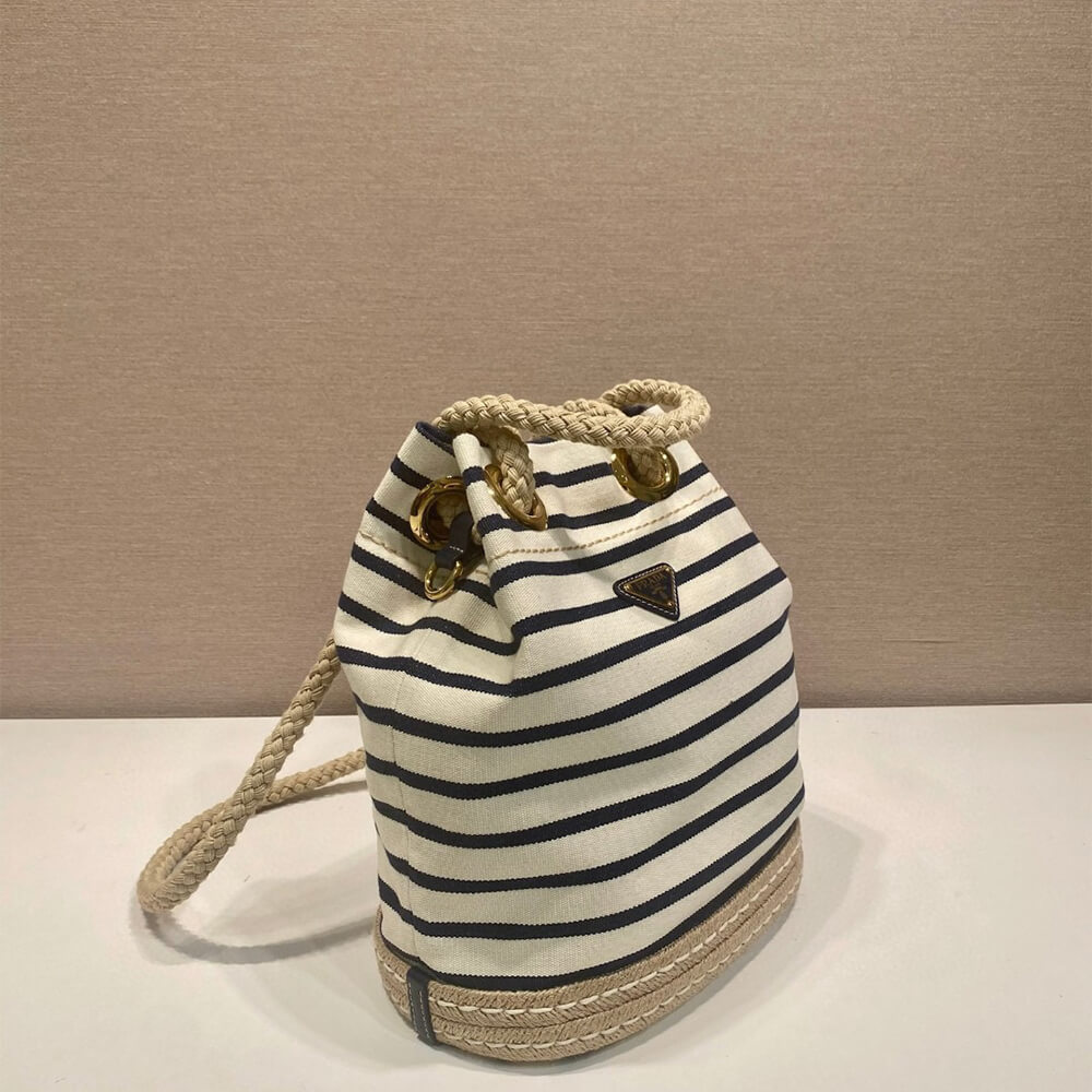 Pra*a Mariner small striped fabric bucket bag