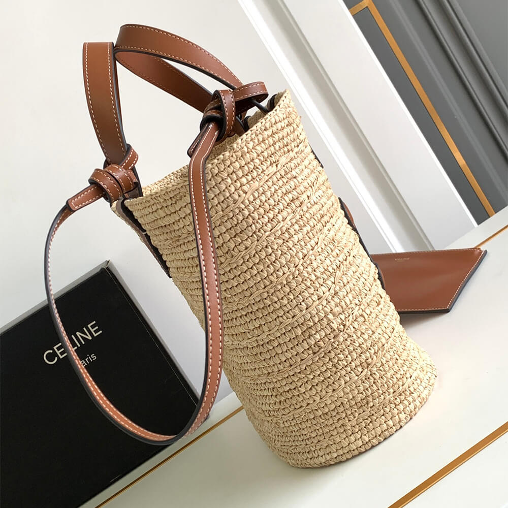 Ce1i*e TEEN S*pPLE Ce1i*e CLASSIC PANIER IN Raffia and calfskin(high-end grade)