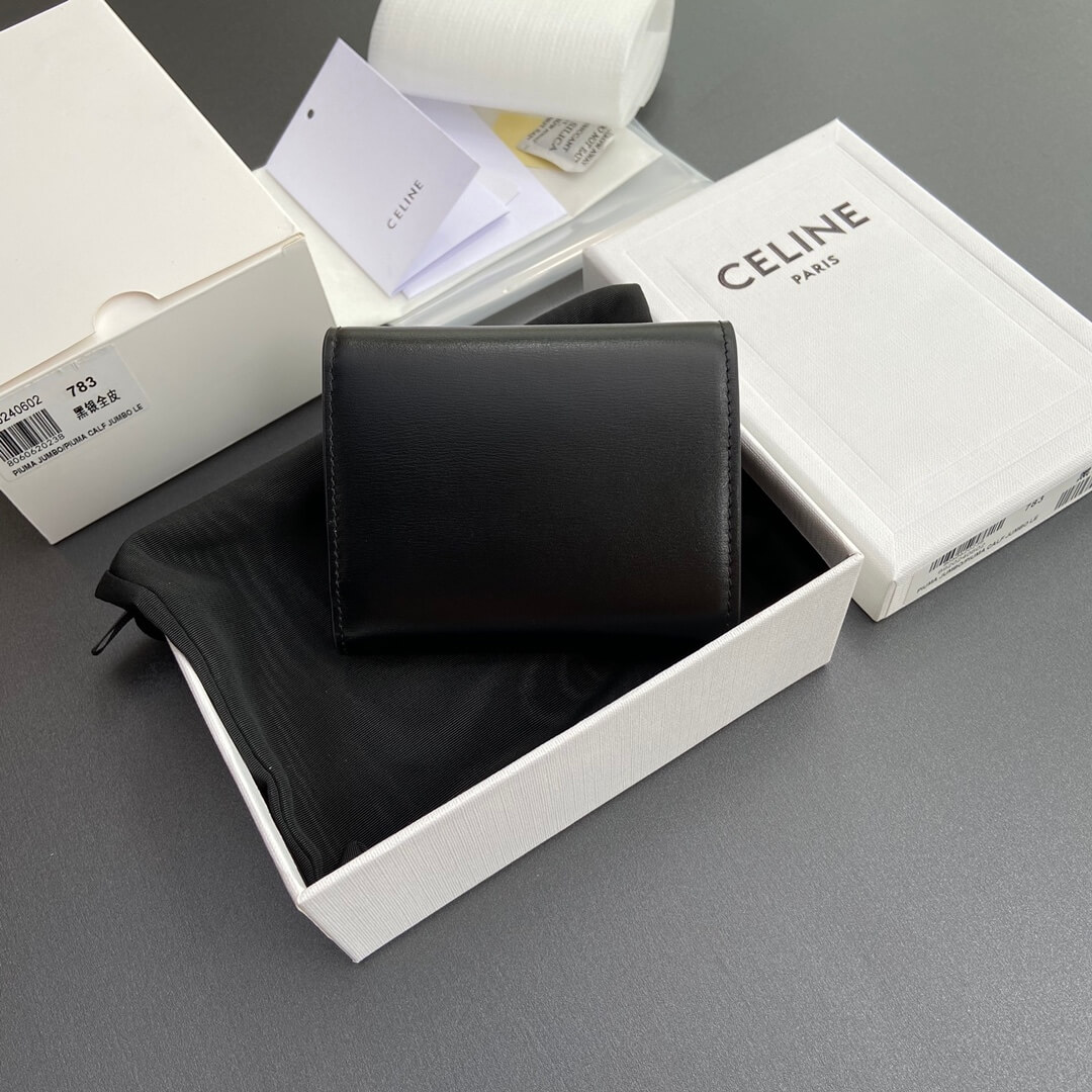 Ce1i*e Small Flap Wallet TRIOMPHE IN Shiny Smooth Lambskin