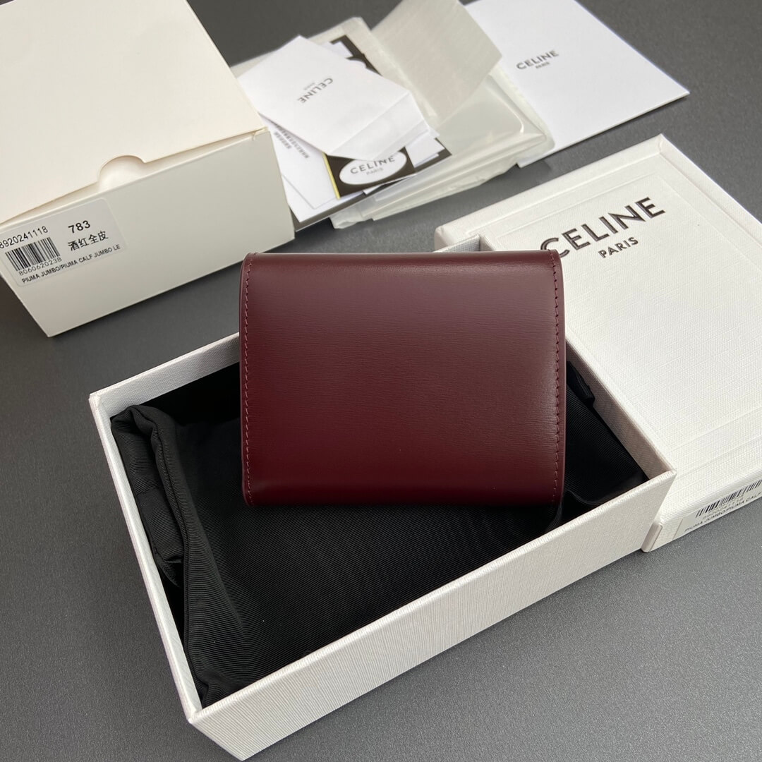 Ce1i*e Small Flap Wallet TRIOMPHE IN Shiny Smooth Lambskin
