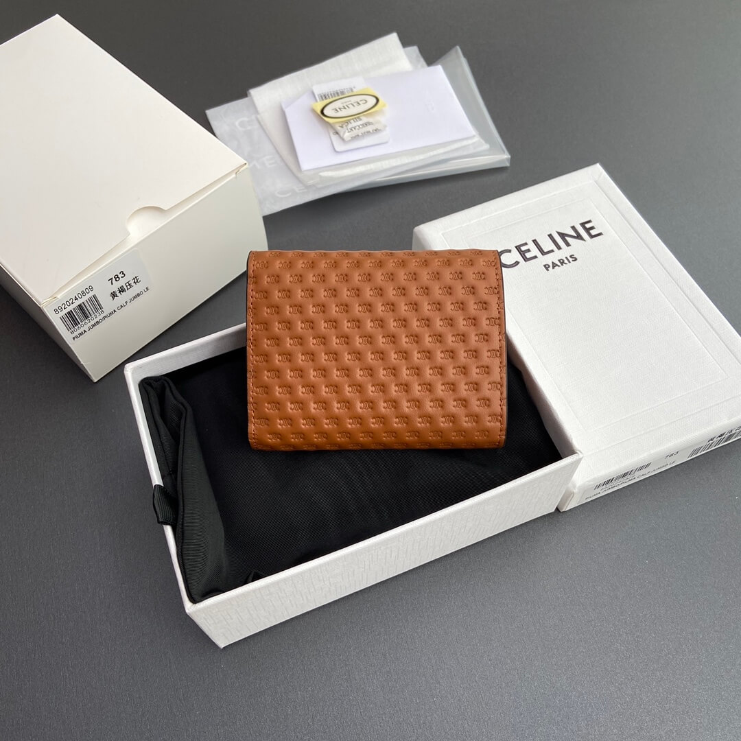 Ce1i*e Small Flap Wallet TRIOMPHE IN Shiny Smooth Lambskin
