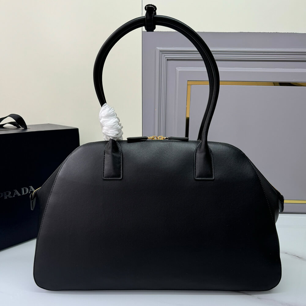 Pra*a Large leather tote bag with zipper closure(high-end grade)