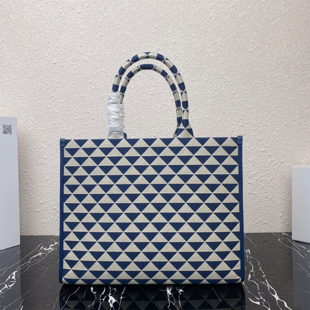Large Pra*a Symbole jacquard fabric handbag