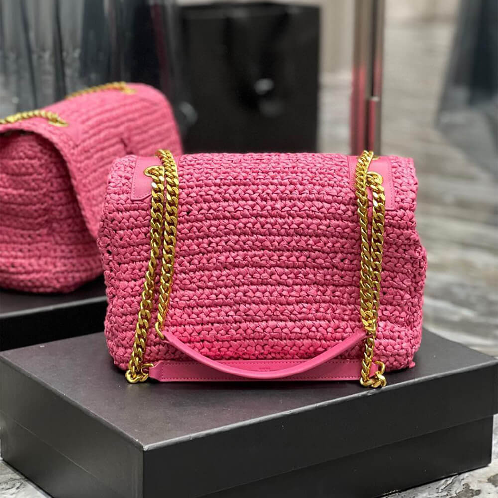 Sa1nt Lau*nt NIKI CHAIN MEDIUM IN RAFFIA(HIGH-END GRADE)