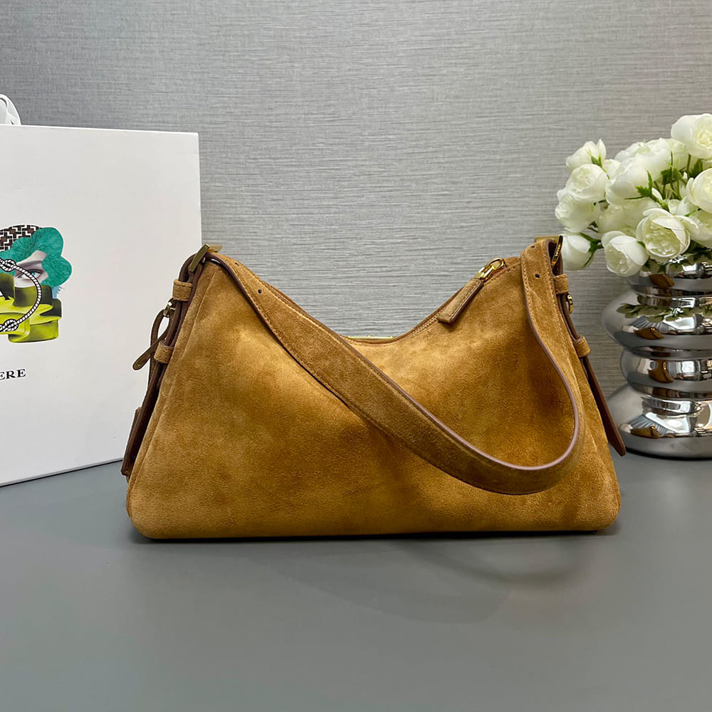 Pra*a Aimee medium suede shoulder bag