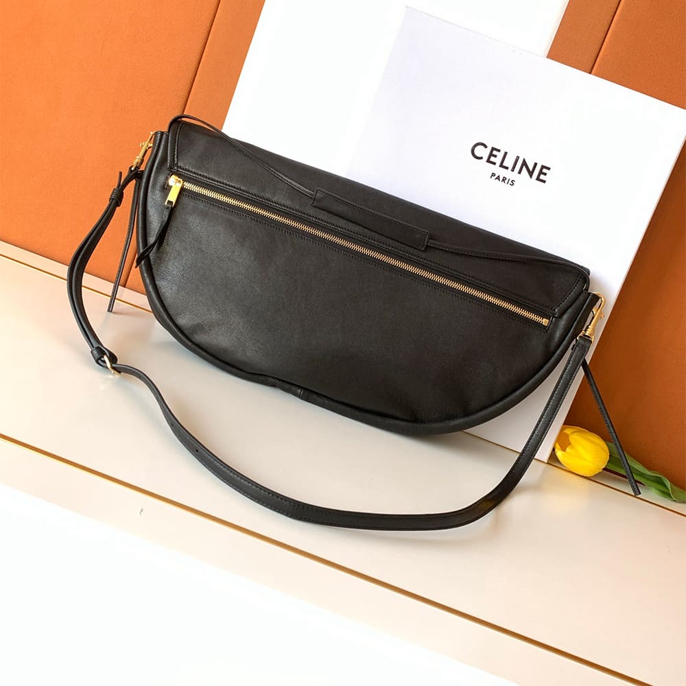 Ce1i*e HALFMOON SOFT TRIOMPHE BAG IN S*pPLE SHINY LAMBSKIN(HIGH-END GRADE)