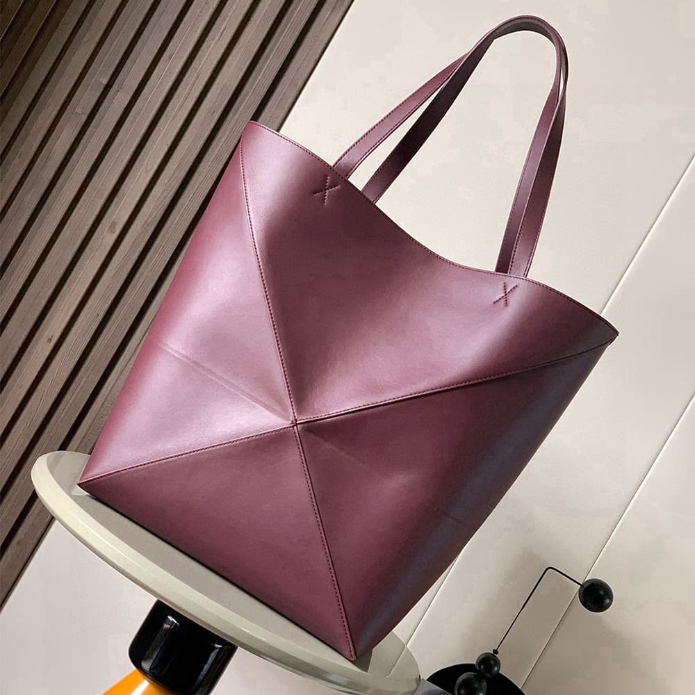 L0ew* XL Puzzle Fold tote in shiny calfskin(HIGH-END GRADE)