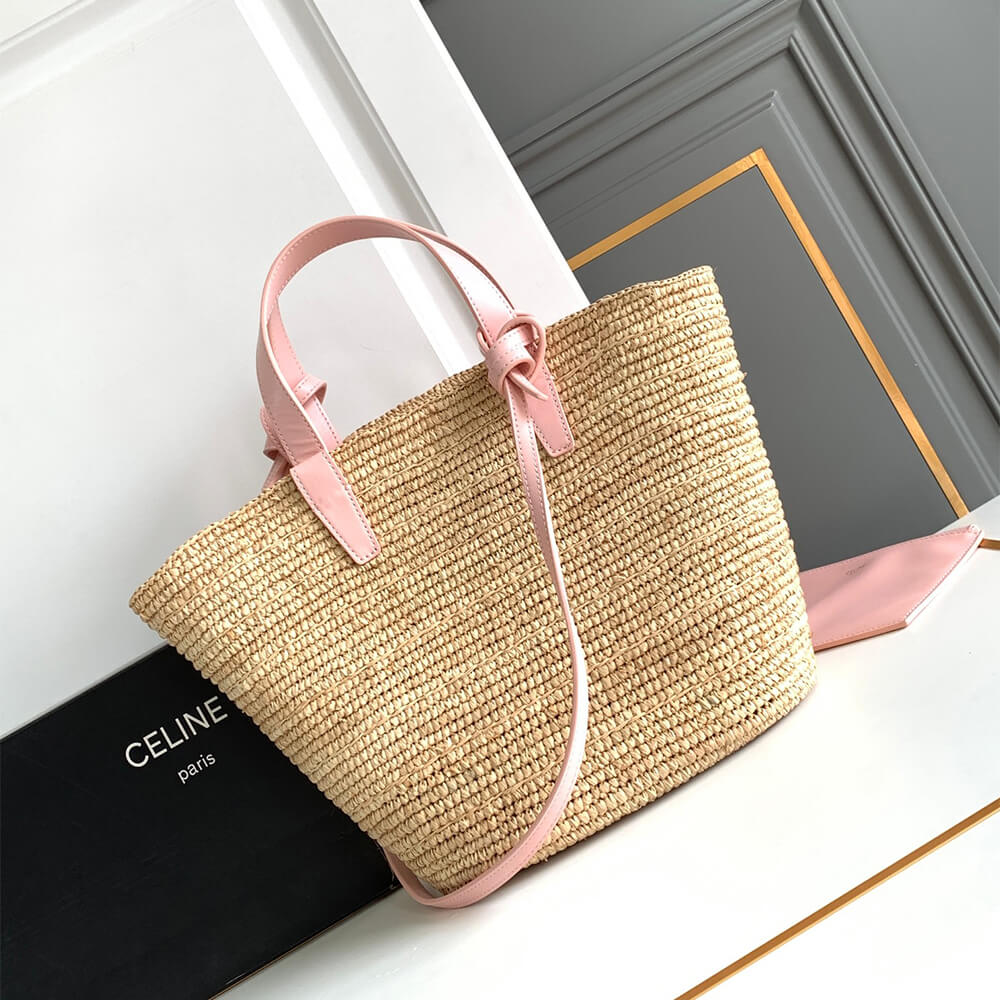 Ce1i*e TEEN S*pPLE Ce1i*e CLASSIC PANIER IN Raffia and calfskin(high-end grade)