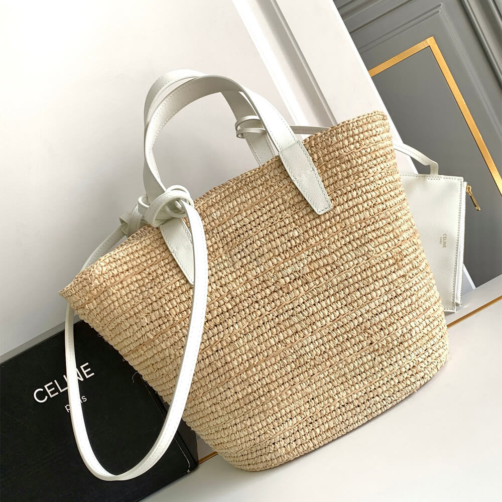 Ce1i*e TEEN S*pPLE Ce1i*e CLASSIC PANIER IN Raffia and calfskin(high-end grade)