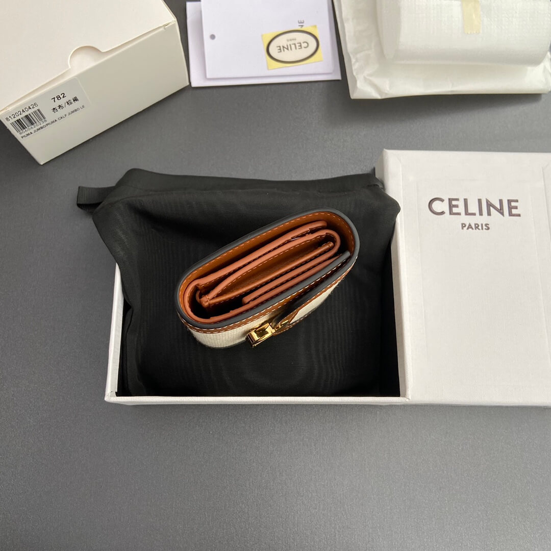 Ce1i*e Small Flap Wallet TRIOMPHE IN Shiny Smooth Lambskin
