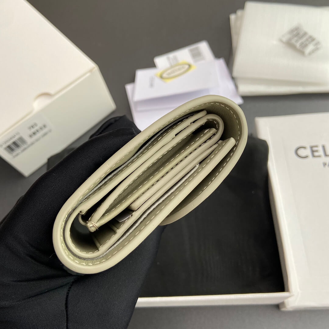 Ce1i*e Small Flap Wallet TRIOMPHE IN Shiny Smooth Lambskin