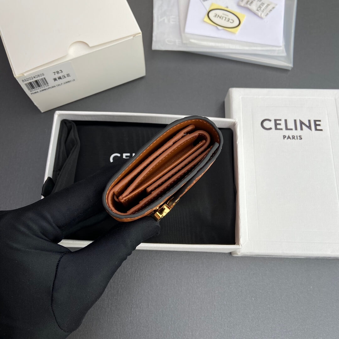 Ce1i*e Small Flap Wallet TRIOMPHE IN Shiny Smooth Lambskin