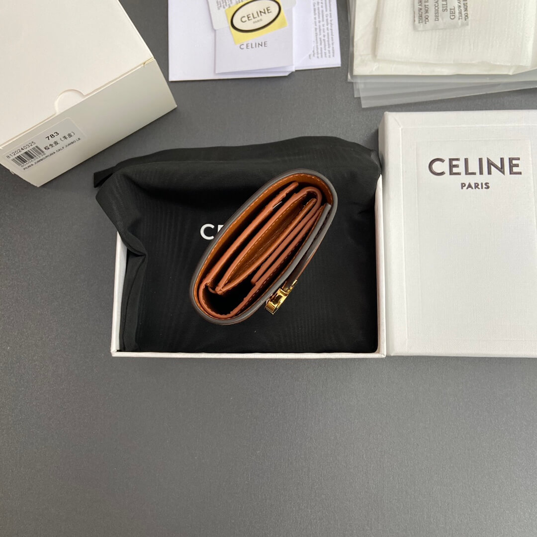Ce1i*e Small Flap Wallet TRIOMPHE IN Shiny Smooth Lambskin