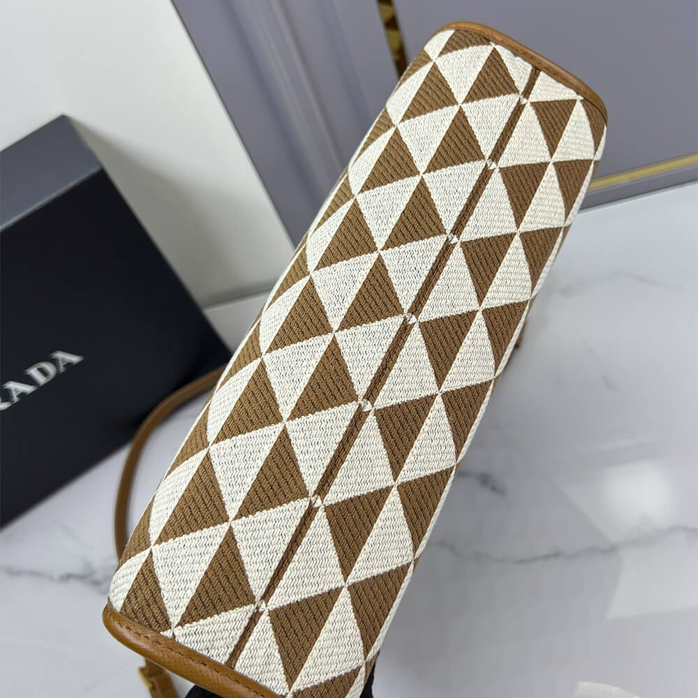 Small Pra*a Symbole jacquard fabric handbag