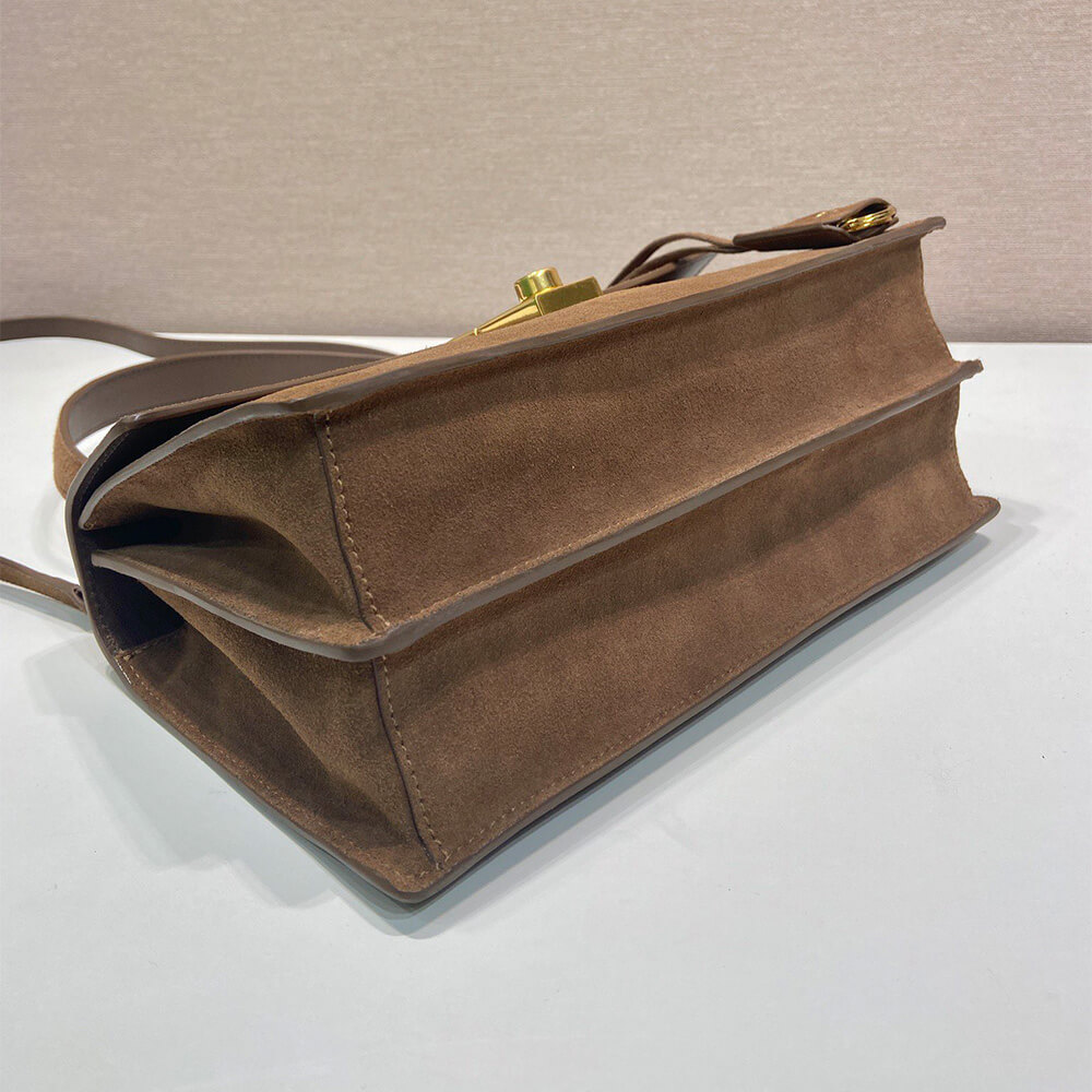 Pra*a Soft Sound medium suede shoulder bag(high-end grade)