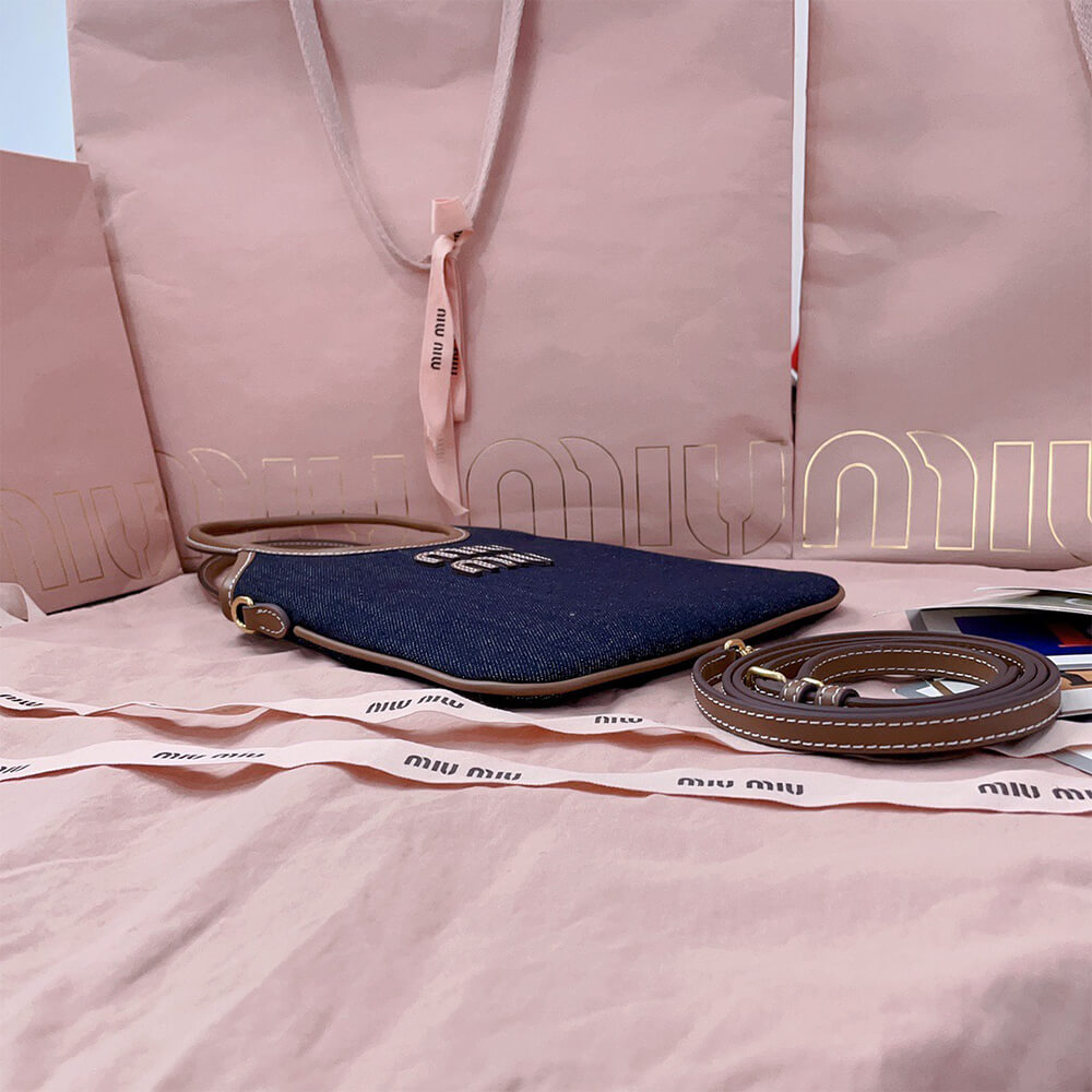 M1um1u MINI IVY canvas and leather bag(HIGH-END GRADE)