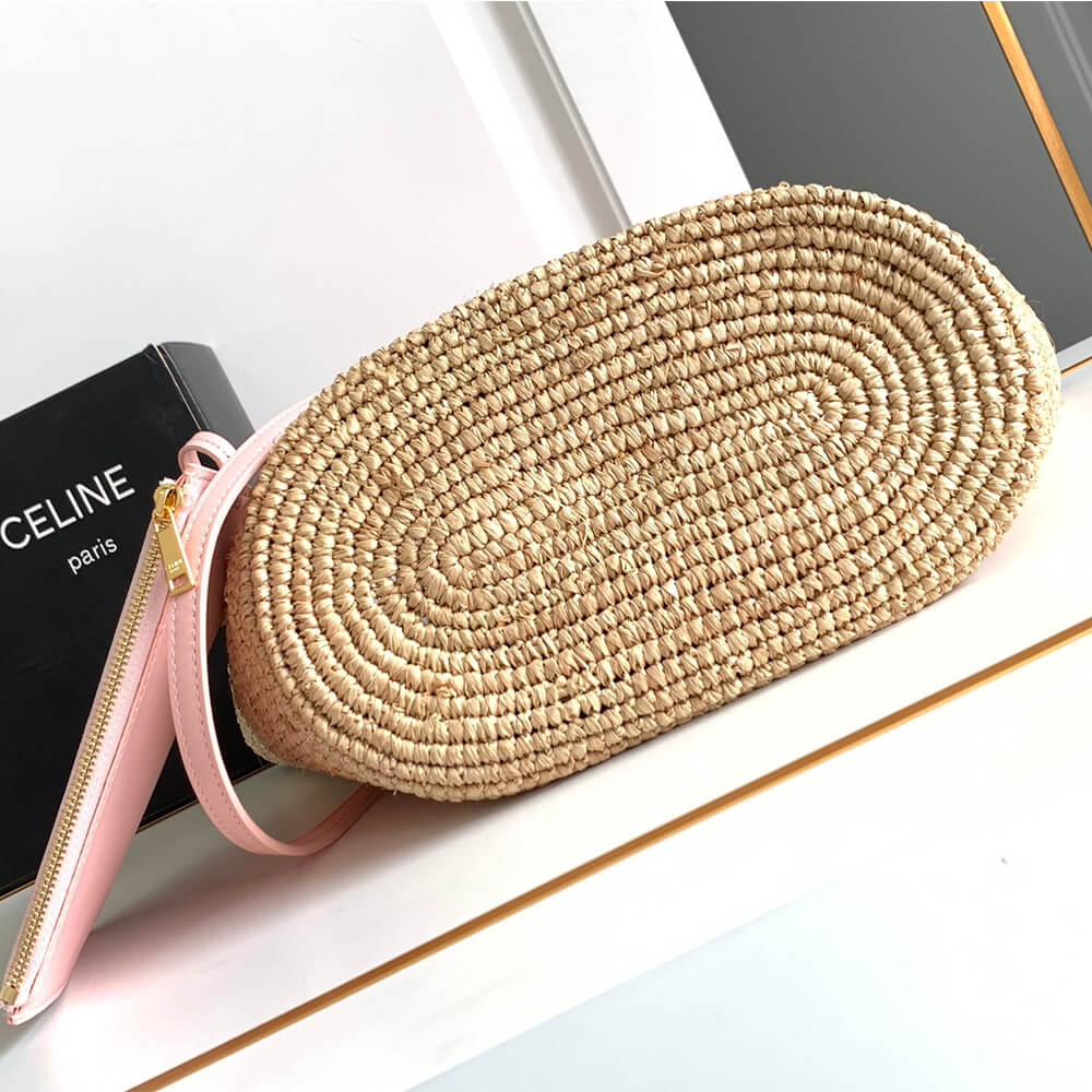 Ce1i*e TEEN S*pPLE Ce1i*e CLASSIC PANIER IN Raffia and calfskin(high-end grade)