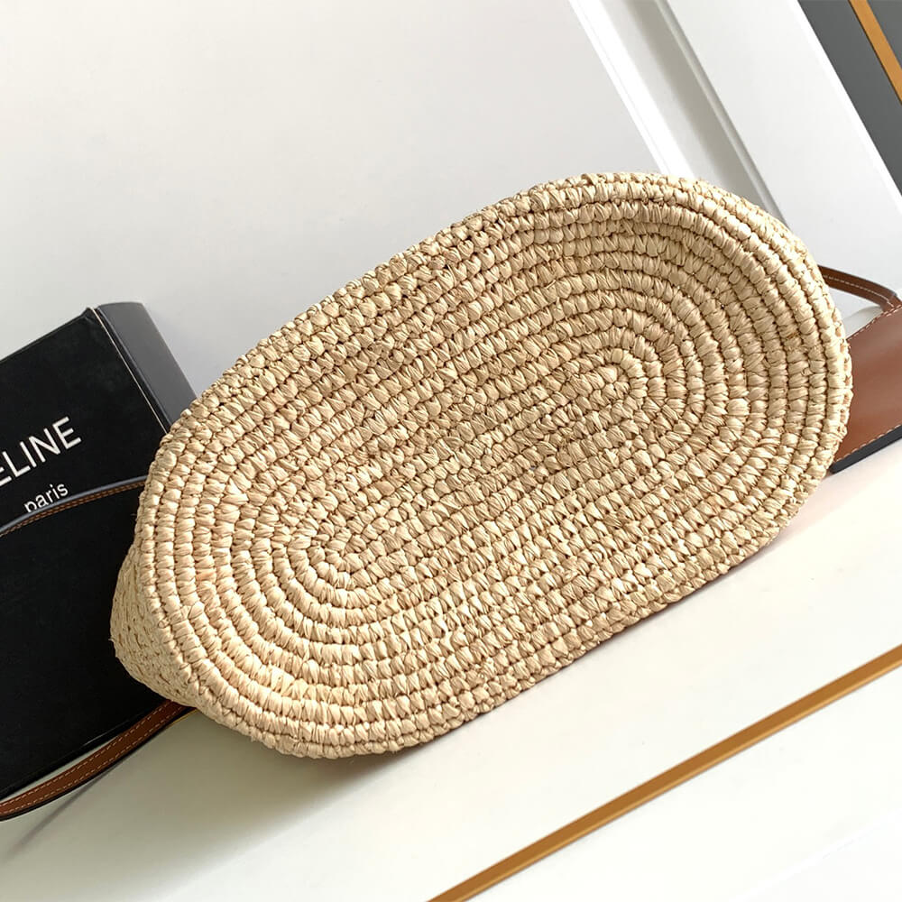 Ce1i*e TEEN S*pPLE Ce1i*e CLASSIC PANIER IN Raffia and calfskin(high-end grade)
