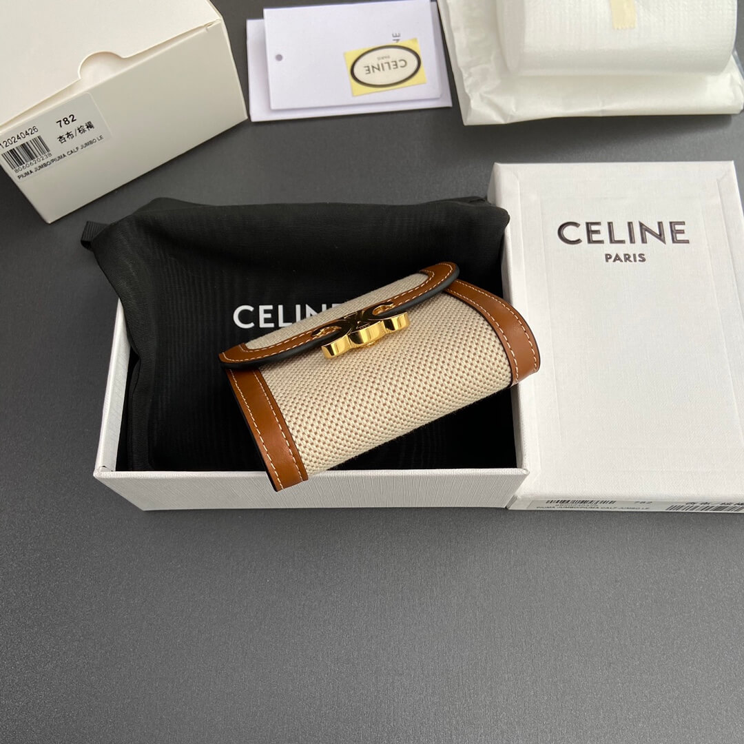 Ce1i*e Small Flap Wallet TRIOMPHE IN Shiny Smooth Lambskin