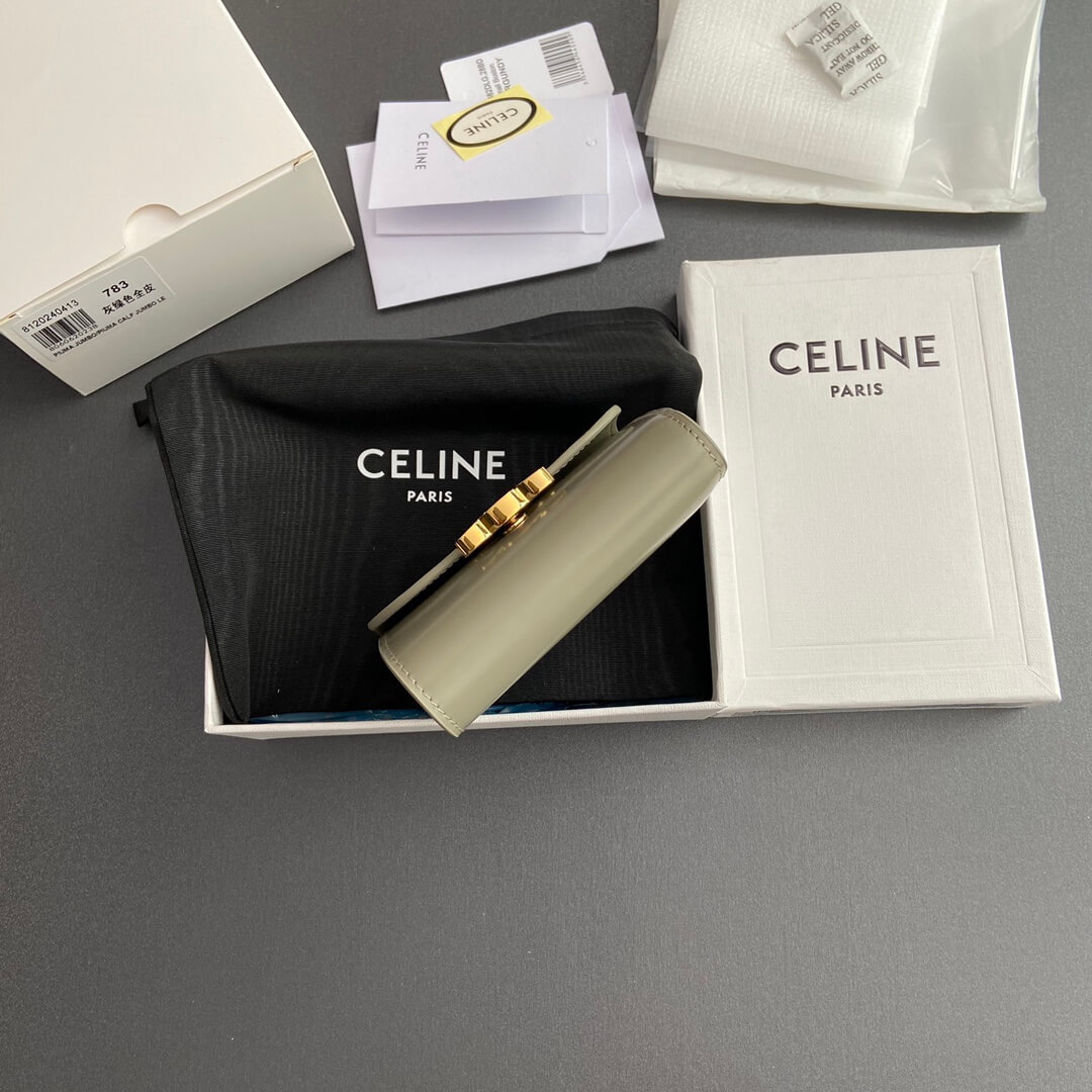 Ce1i*e Small Flap Wallet TRIOMPHE IN Shiny Smooth Lambskin