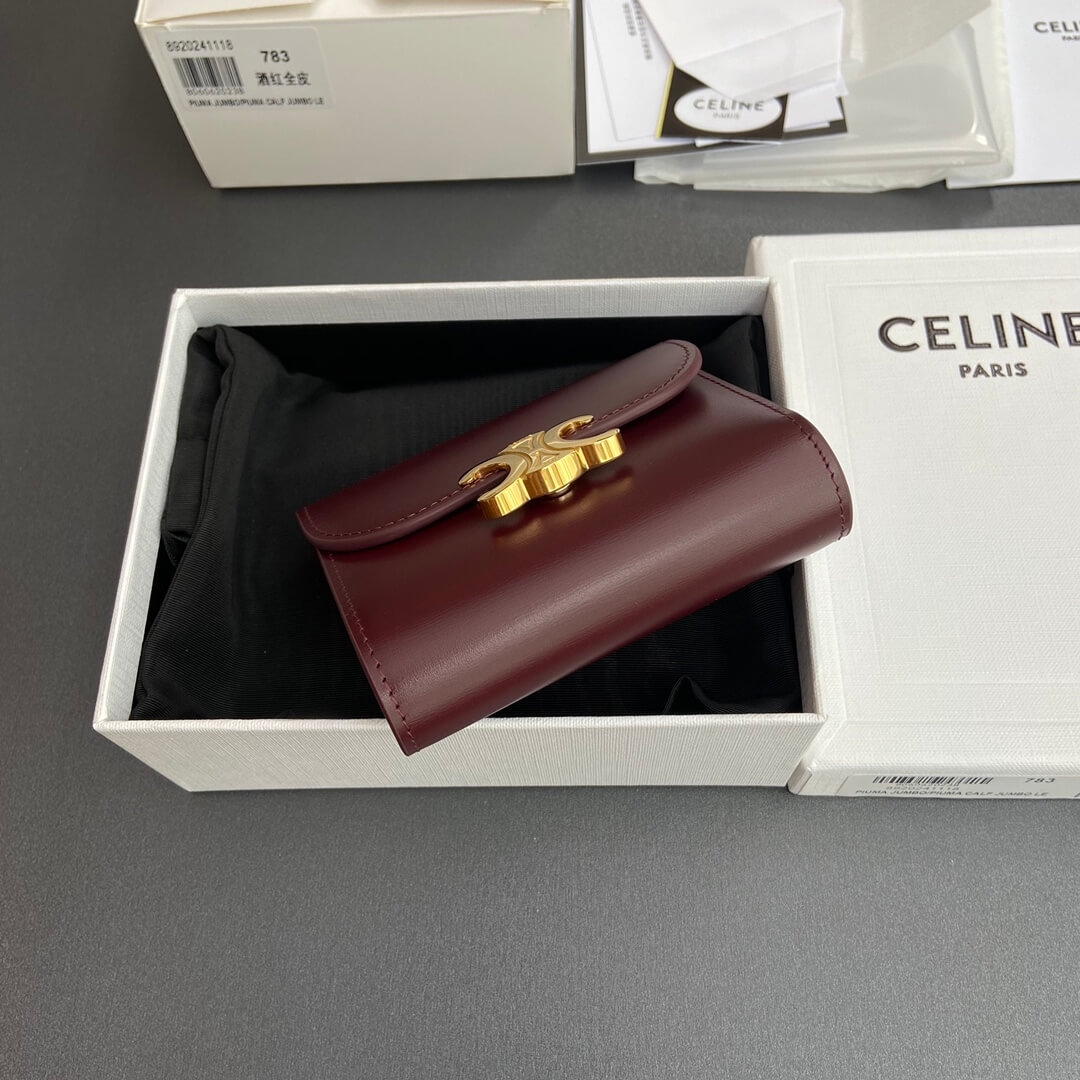 Ce1i*e Small Flap Wallet TRIOMPHE IN Shiny Smooth Lambskin