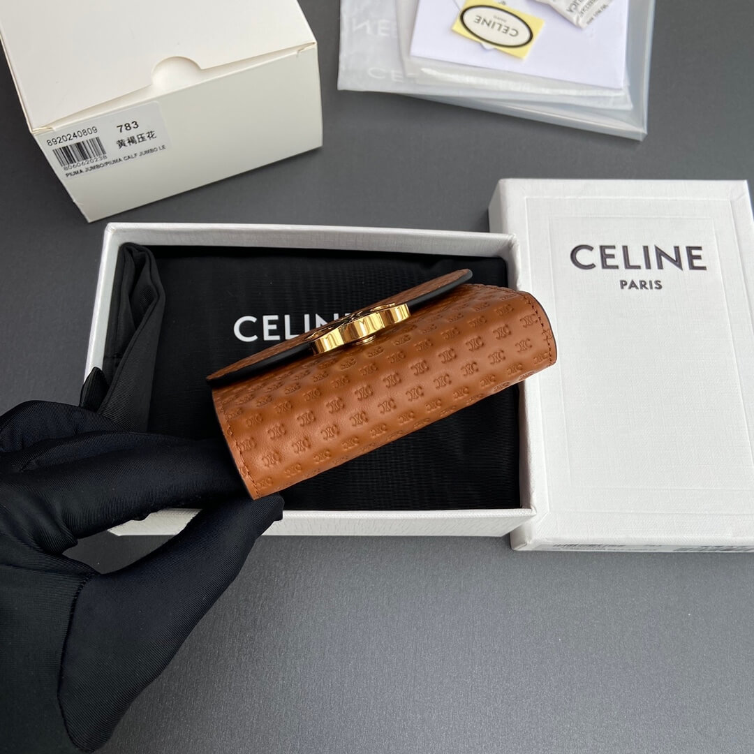 Ce1i*e Small Flap Wallet TRIOMPHE IN Shiny Smooth Lambskin
