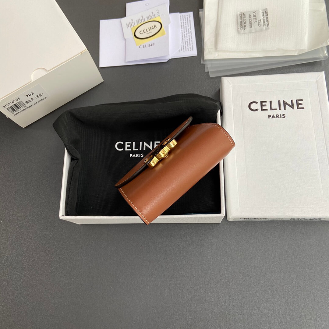 Ce1i*e Small Flap Wallet TRIOMPHE IN Shiny Smooth Lambskin