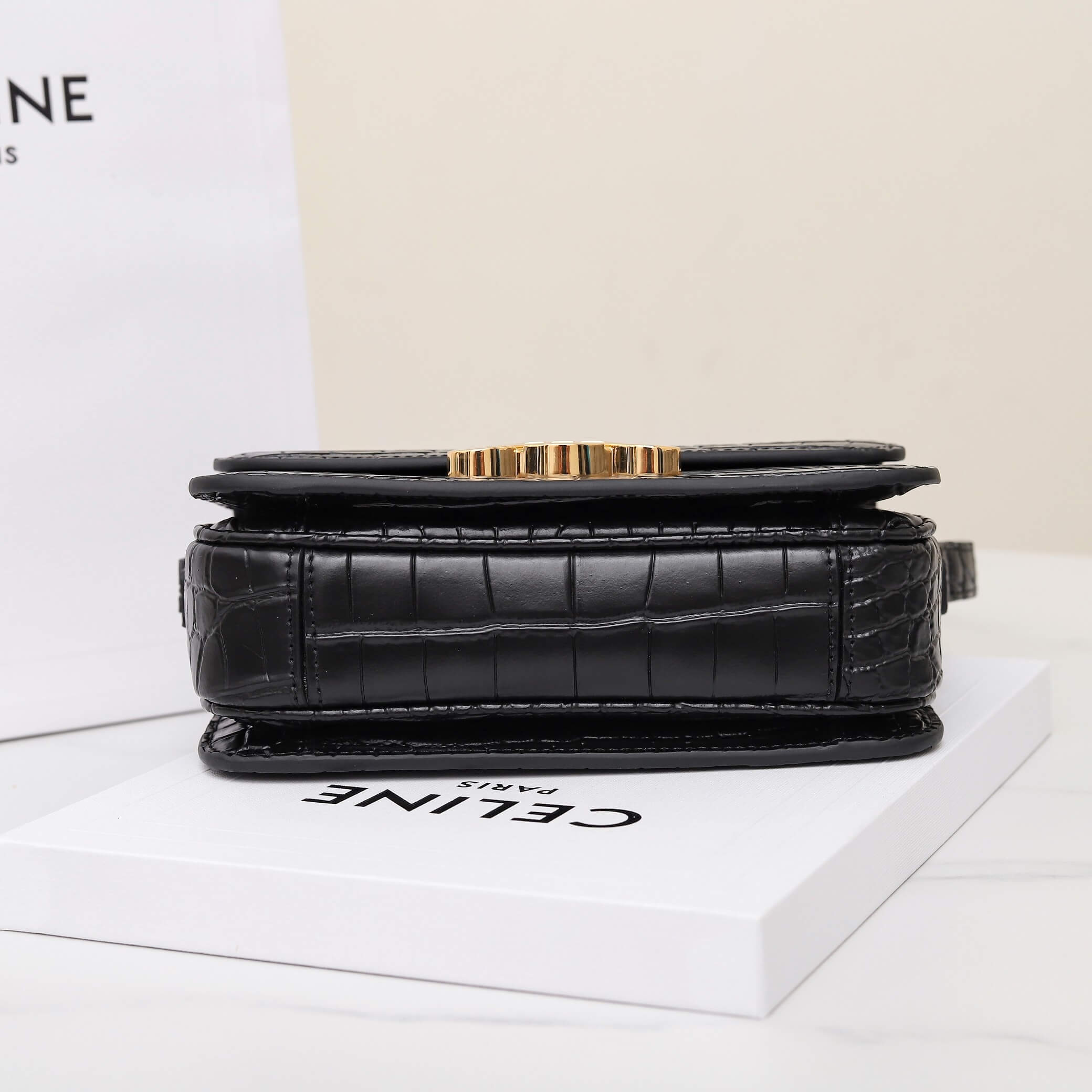 Ce1i*e TEEN TRIOMPHE crocodile pattern handbag(HIGH-END GRADE)