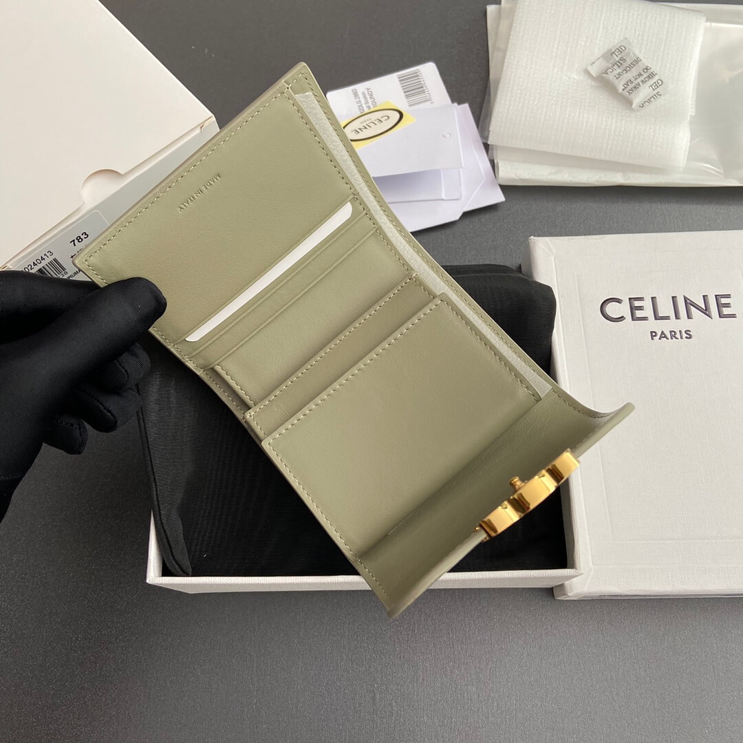 Ce1i*e Small Flap Wallet TRIOMPHE IN Shiny Smooth Lambskin
