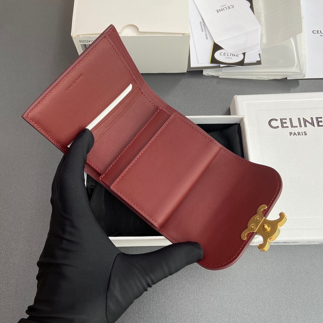 Ce1i*e Small Flap Wallet TRIOMPHE IN Shiny Smooth Lambskin
