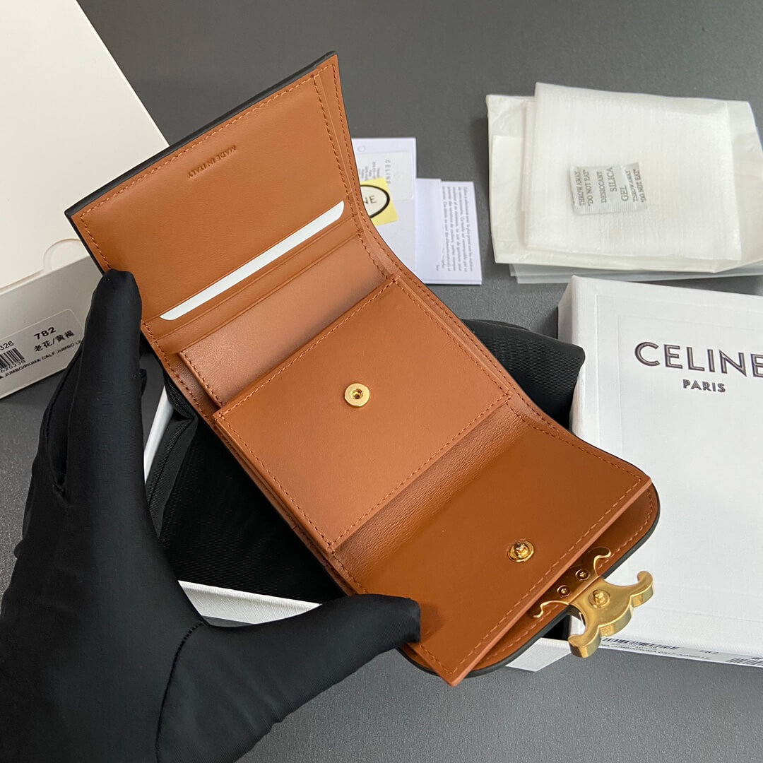 Ce1i*e Small Logo Print Shiny Smooth Lambskin